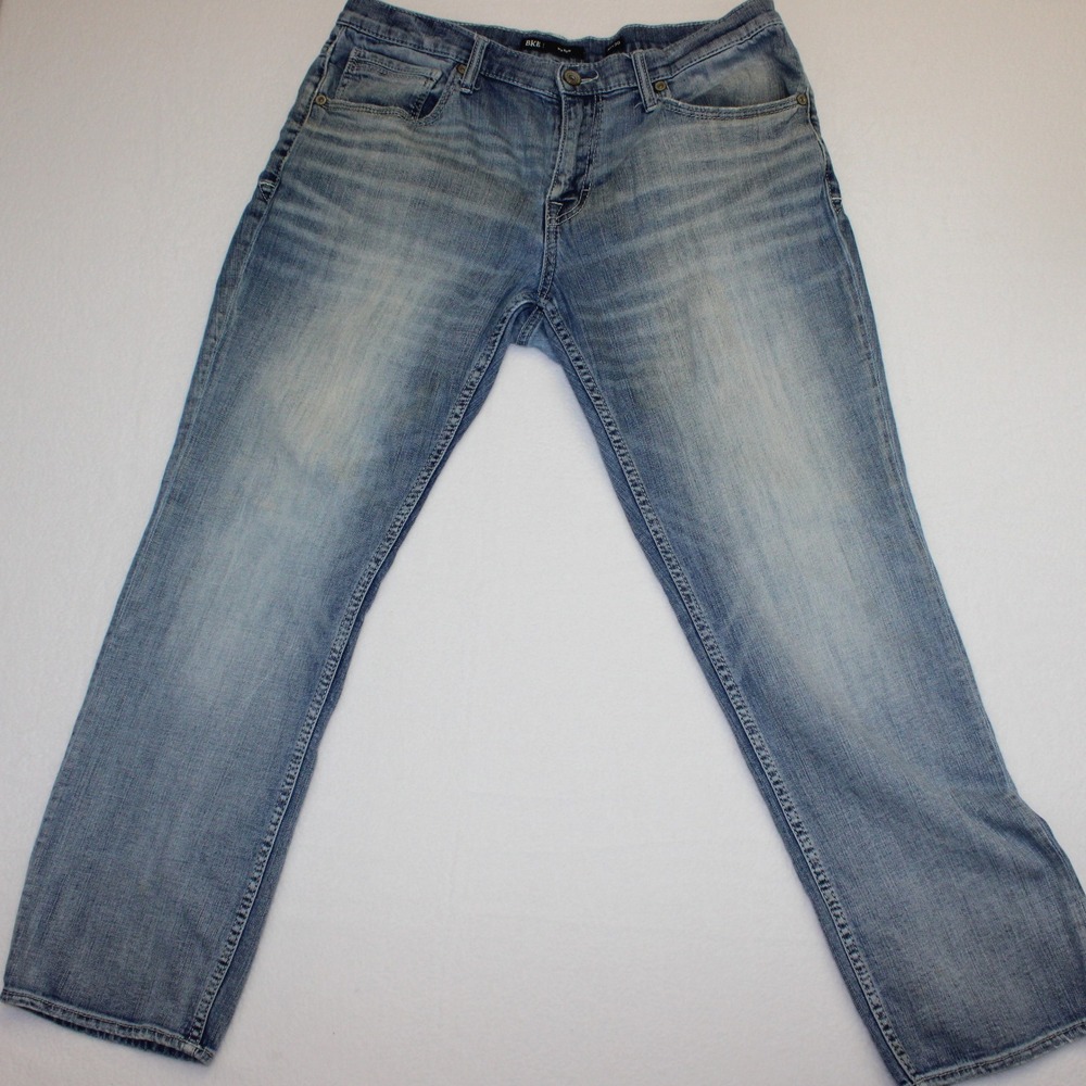 BKE Mason Straight Leg Jeans Mens 36x30 (ACTUAL 36x29.5) Light Wash Blue Denim